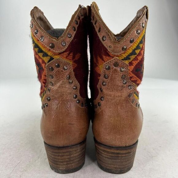 Steve Madden Swaret Ankle Boots IS 8 M Womens Brown Leather Aztec Western Boot - Picture 6 of 10